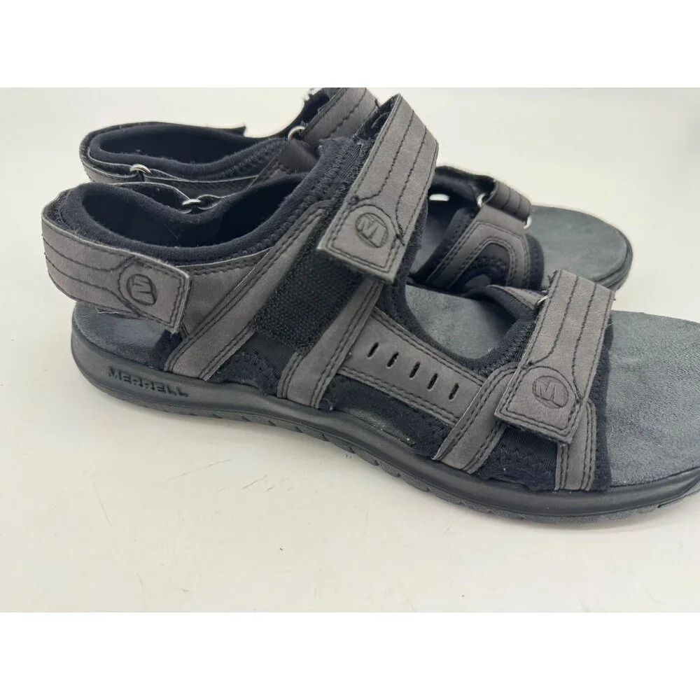 Merrell Mens Sandspur 2 Convert Sandals Black Leather Slingback Outdoors Casual